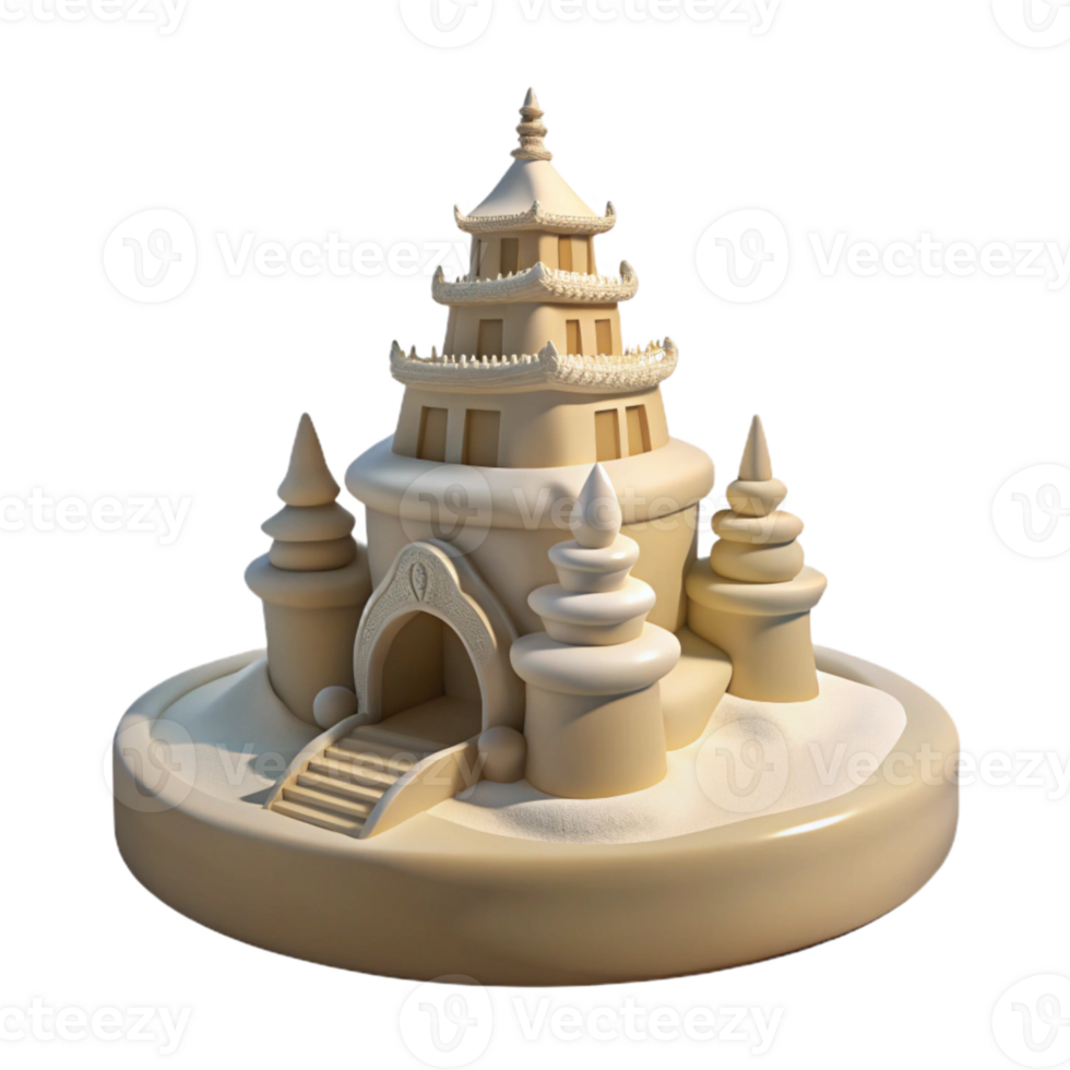 Sandcastle Building A Detailed 3D Render of a Complex Structure png