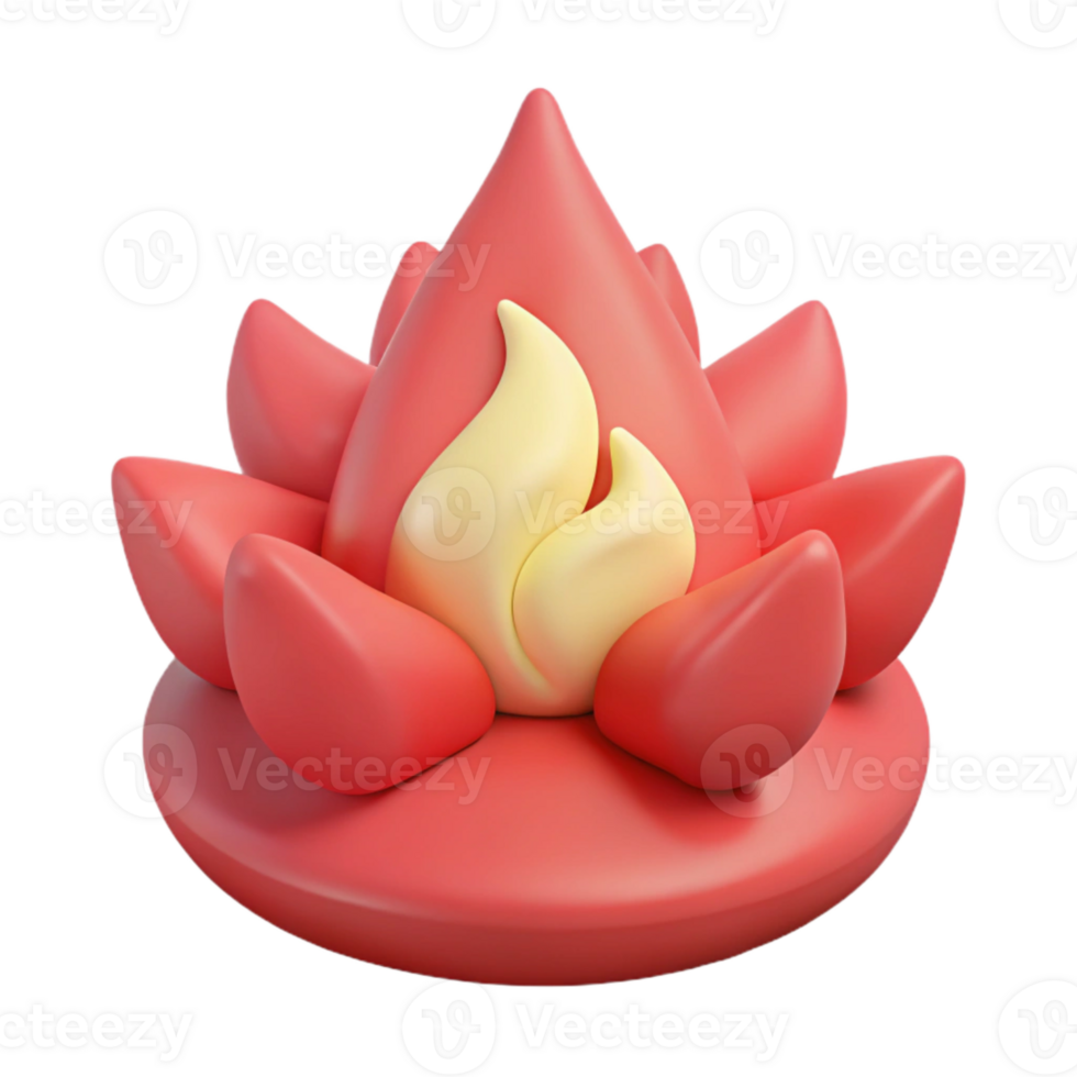 3D Render of a Stylized Flame on a Lotus Flower png