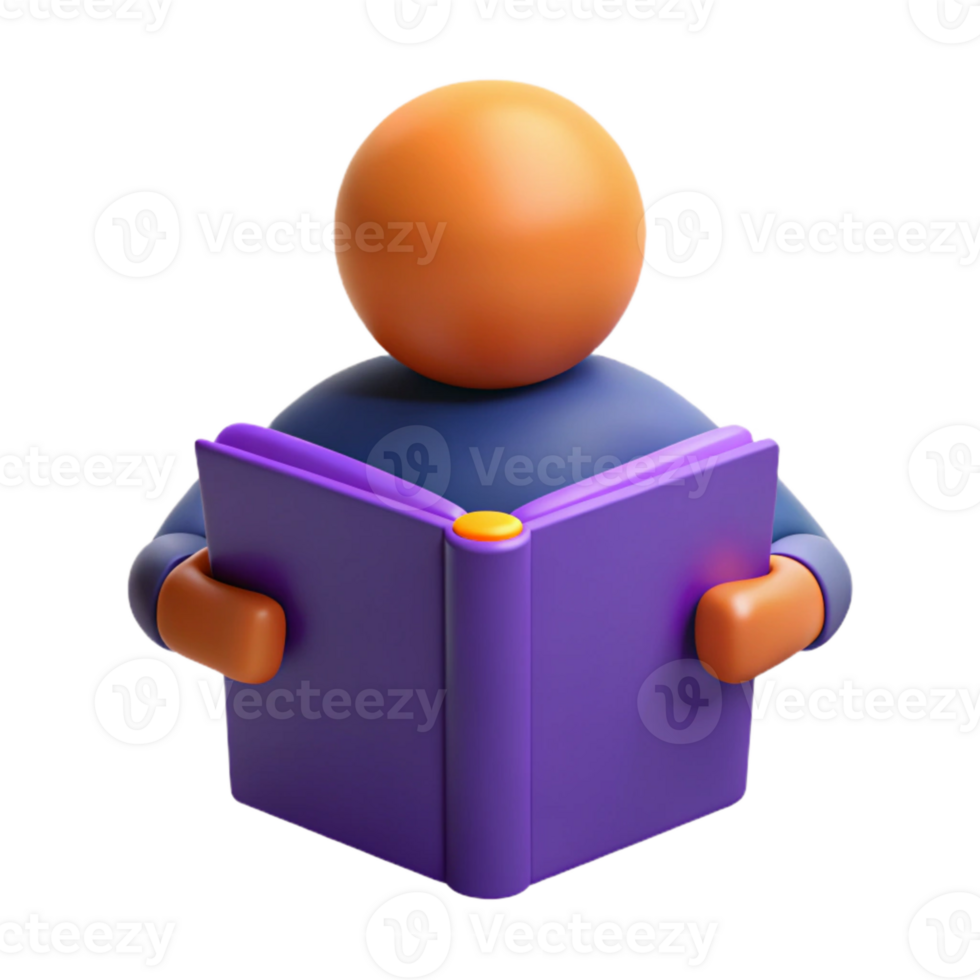 3D Illustration of a Person Reading a Book png