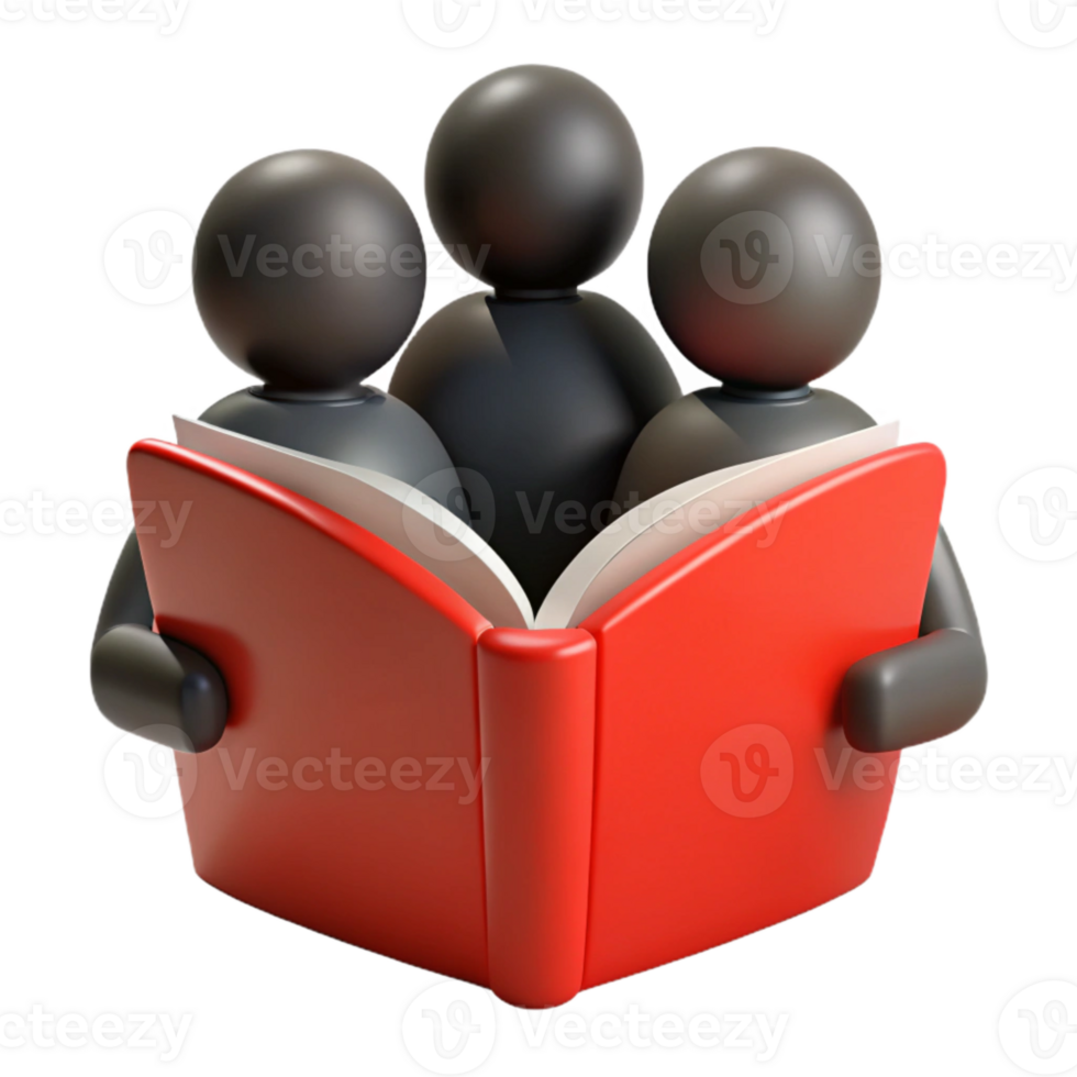 Three People Reading a Book Together png