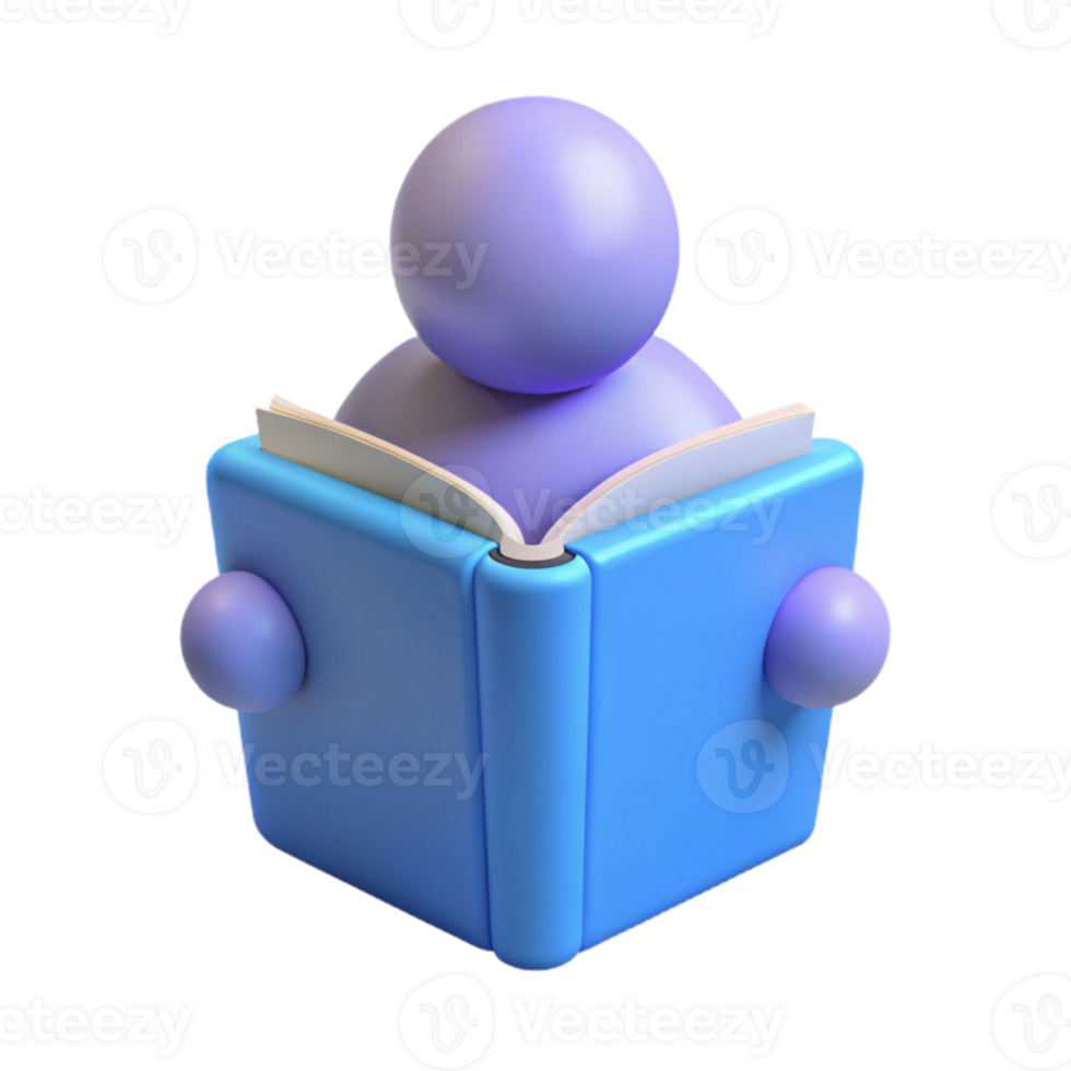 3D Illustration of a Person Reading a Book png