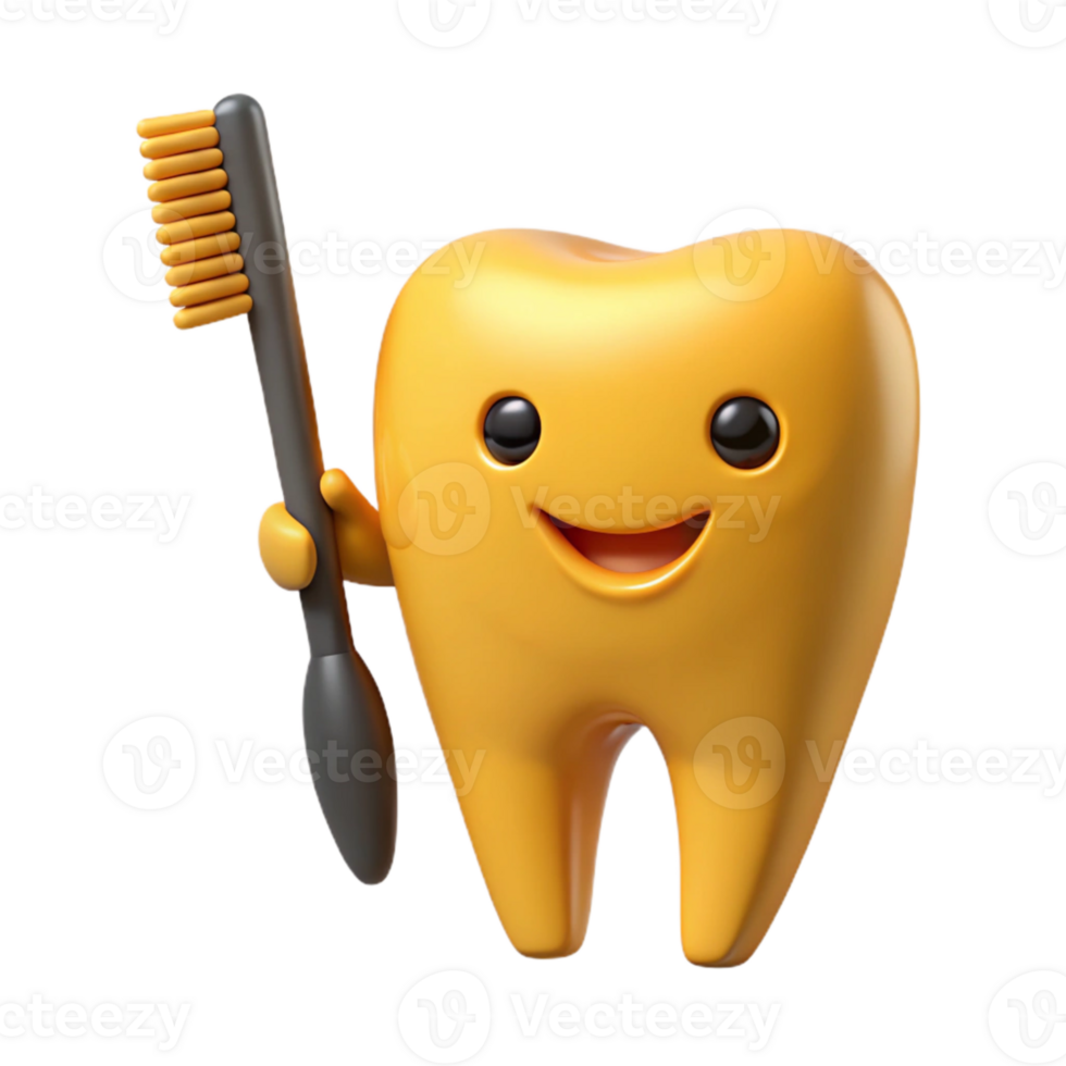 sorridente dente personaggio Tenere spazzolino png