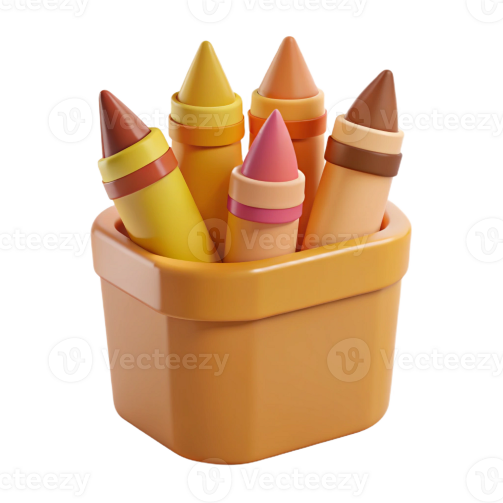 Colorful Crayons in a Container png