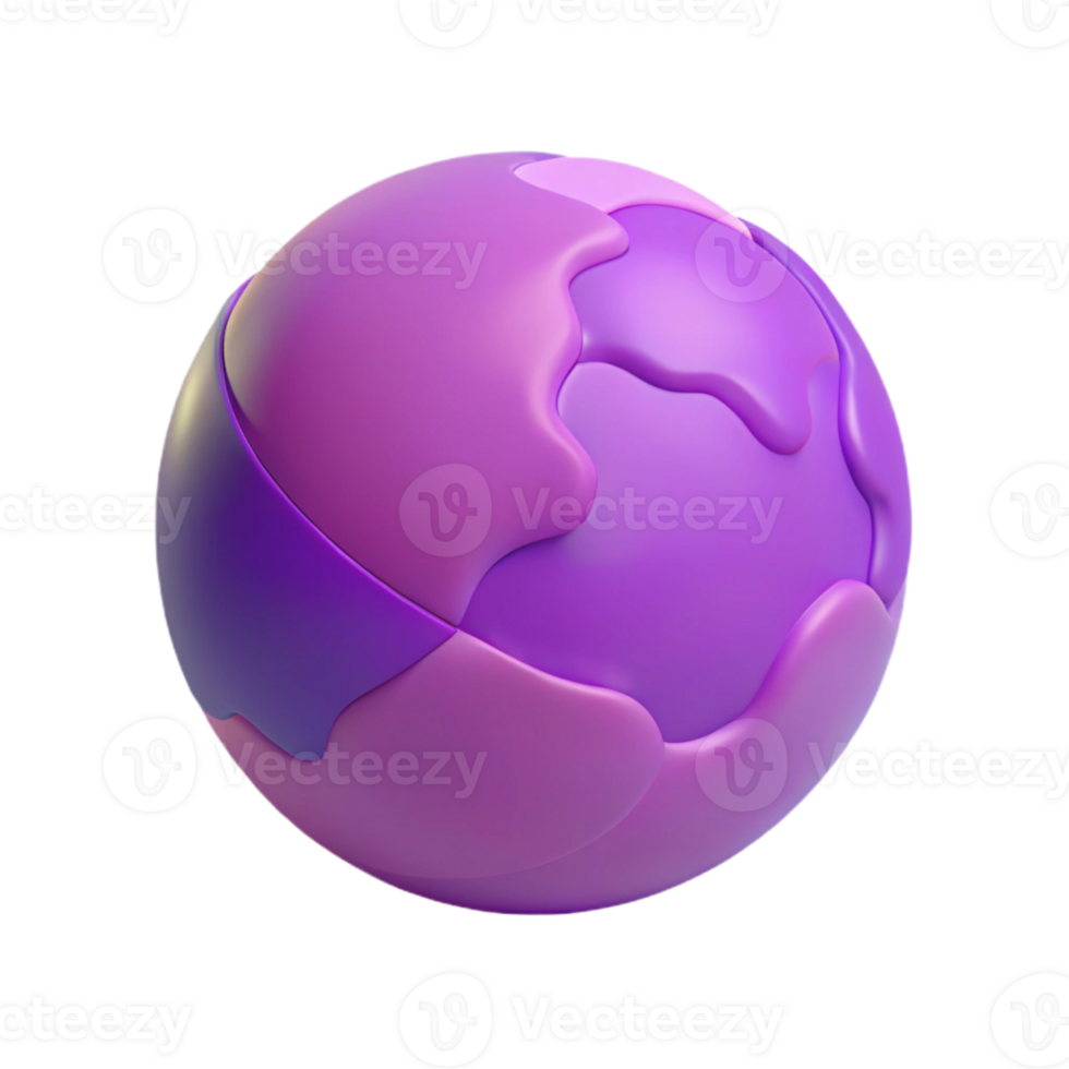 Abstract 3D Sphere with Fluid Shapes and Purple Gradient png