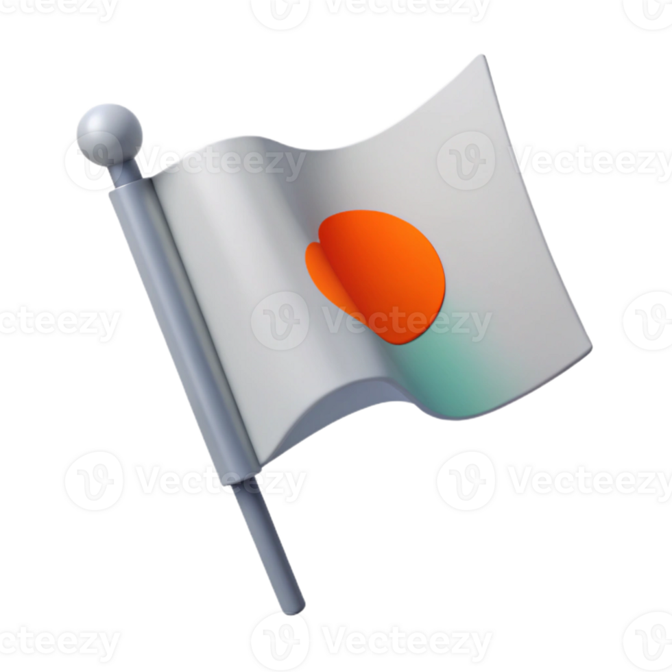 3D Rendered Japanese Flag Waving in the Wind png