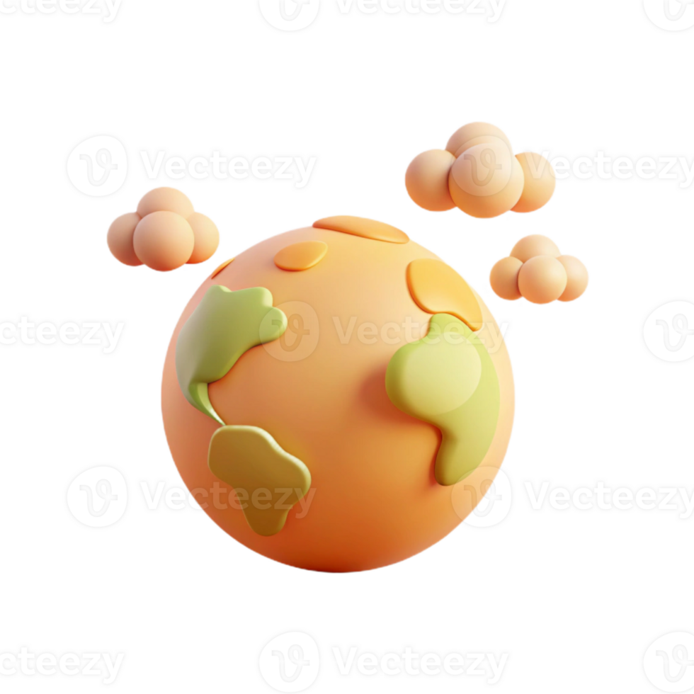 3D Rendered Earth with Clouds png