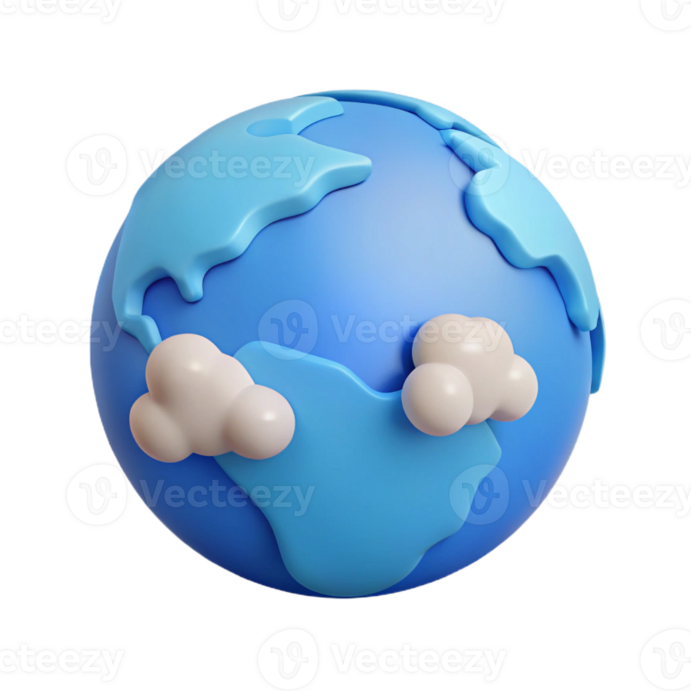 3D Rendered Earth with Clouds png
