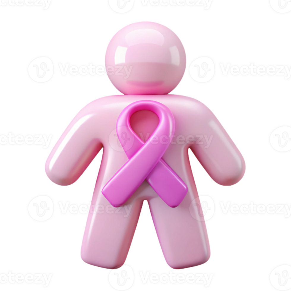 Pink Ribbon Awareness Symbol - 3D Render png