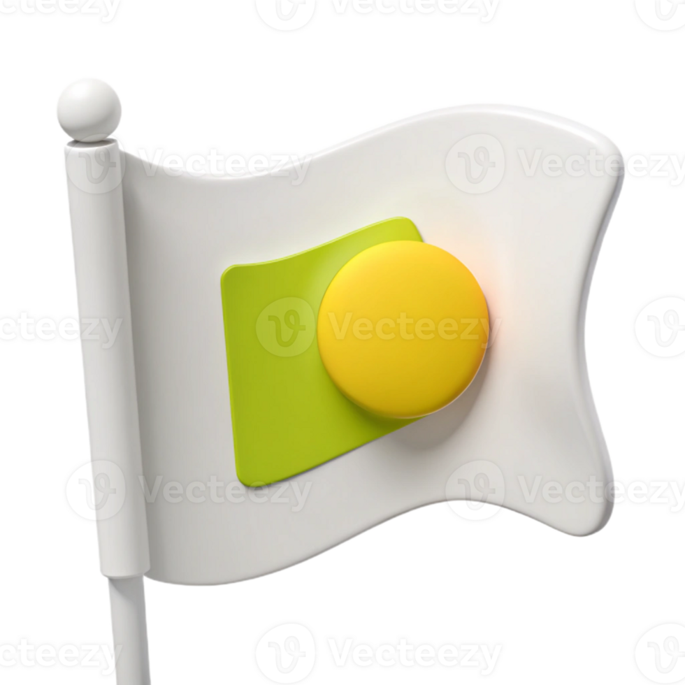 3D Flag with Yellow Circle and Green Square png