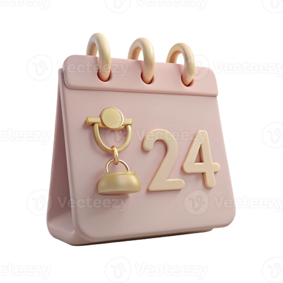 3D Calendar with Gold Charm - 24th Day png