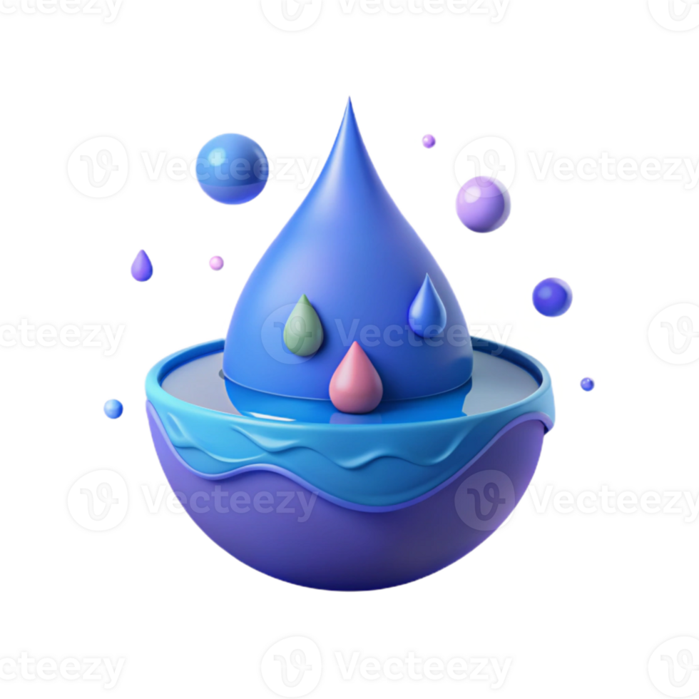 3D Water Drop Illustration with Ripple Effect png