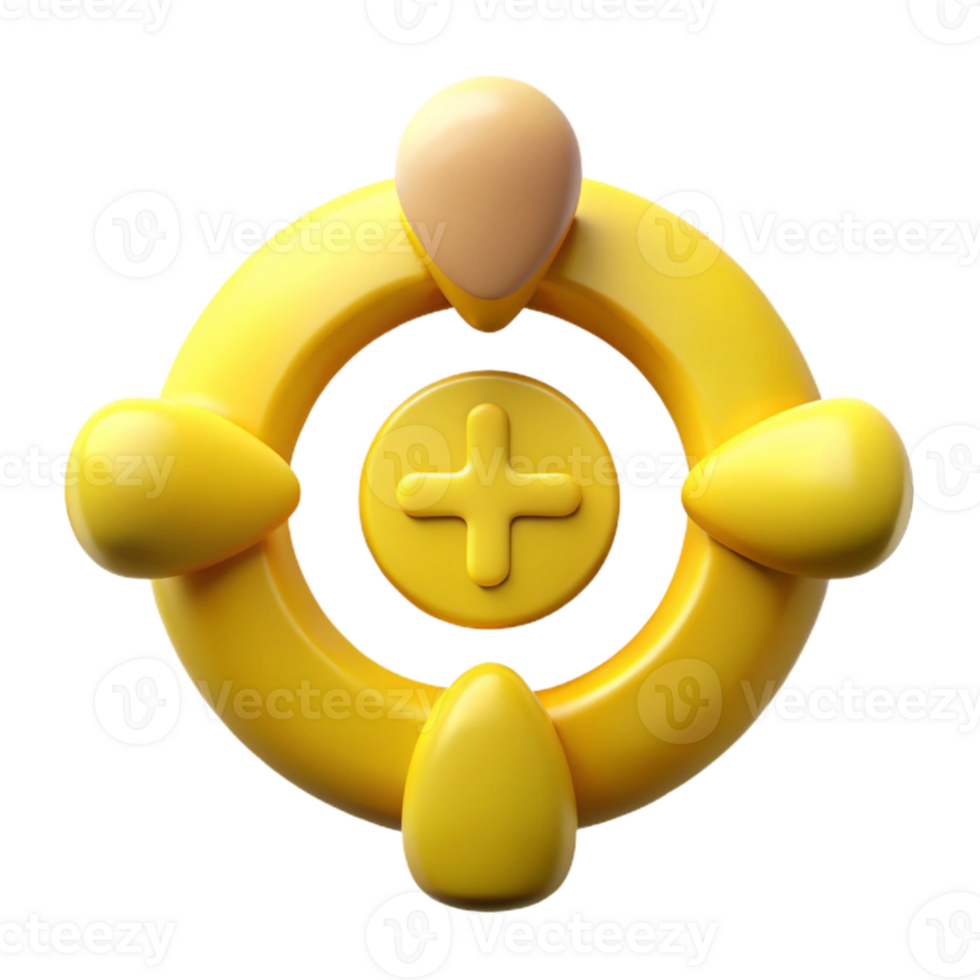 Yellow 3D Circle with Plus Sign in the Center png