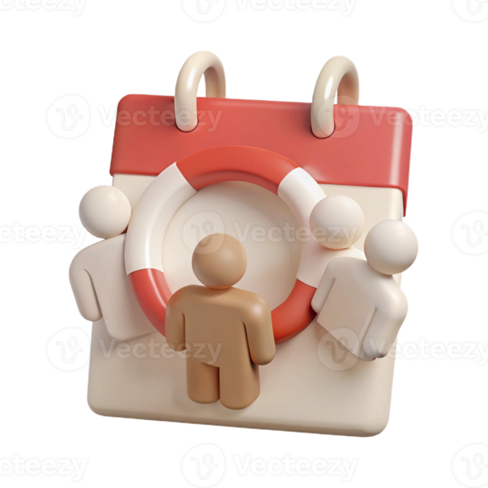 Calendar with Lifebuoy and People A Symbol of Support and Community png