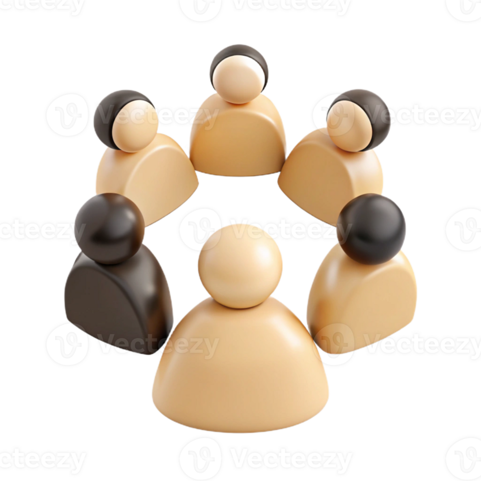Group of People in a Circle - 3D Illustration png