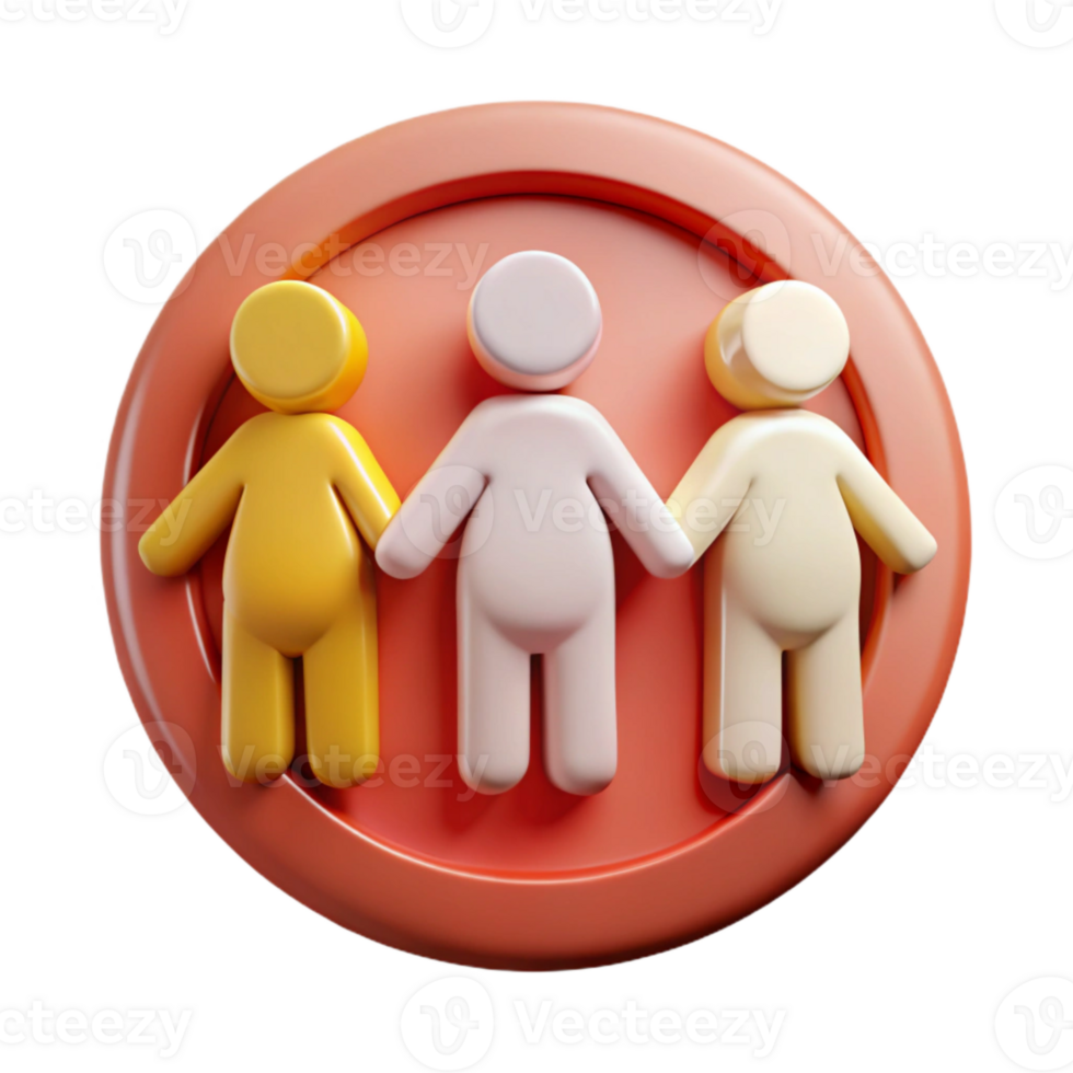 Three 3D Figures Holding Hands in a Circle png