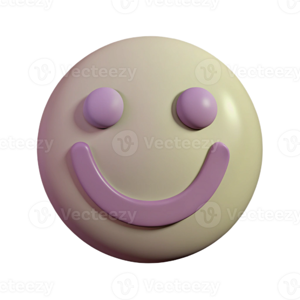 3D Smiley Face with Purple Eyes and Mouth png