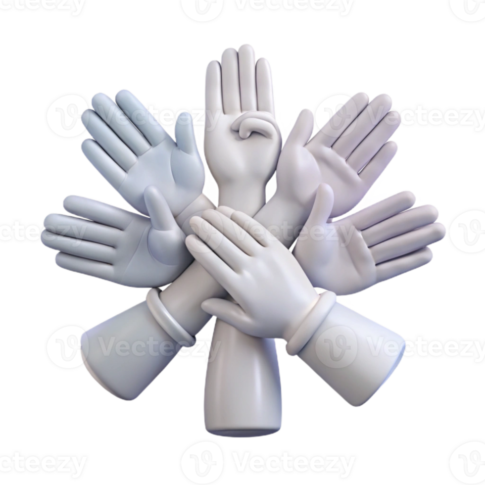Unity and Cooperation Hands Reaching Together in a Circle png