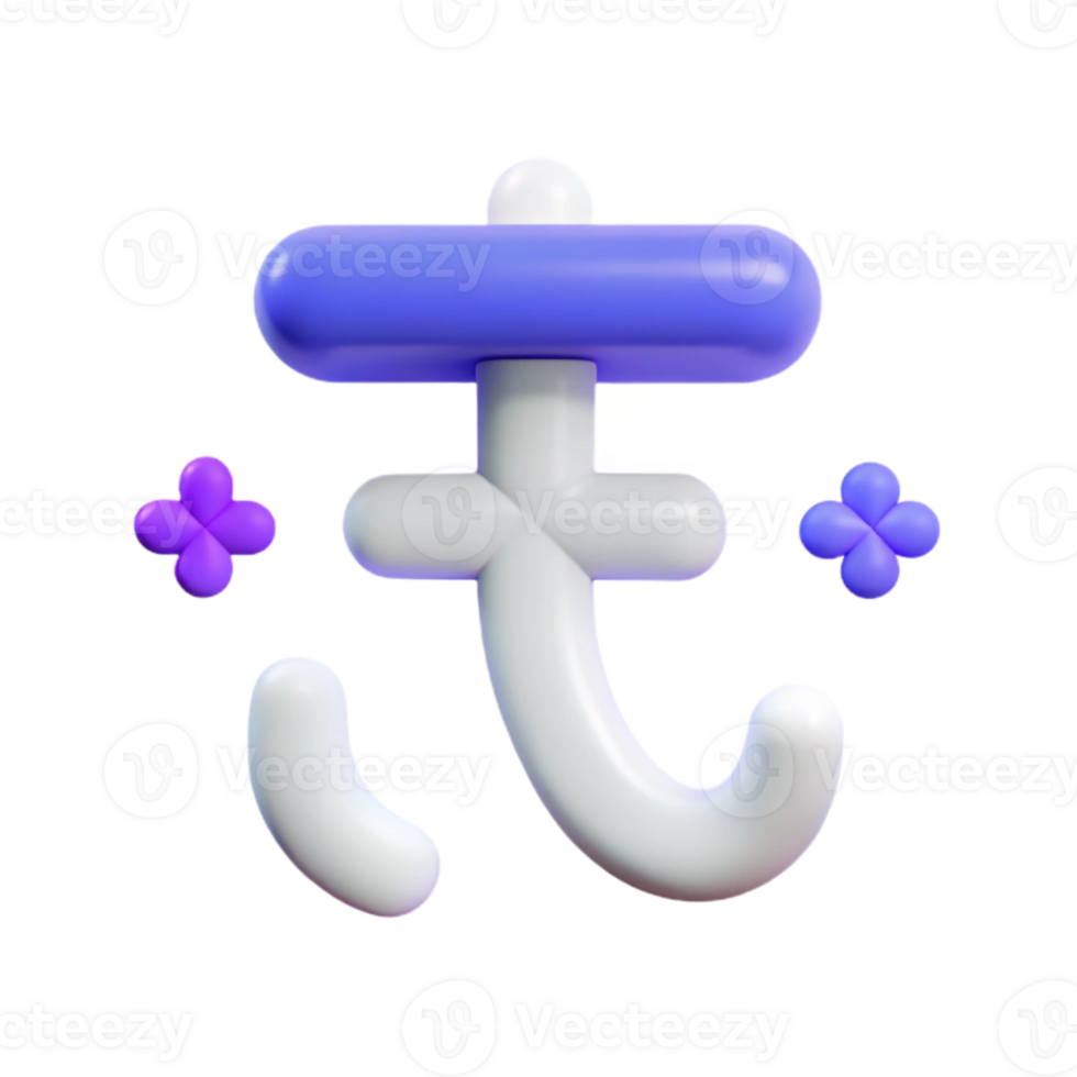 3D Rendered Symbol with Purple Flowers png