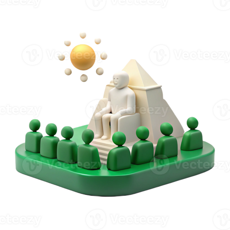 3D Illustration of a Figure on a Throne, Surrounded by an Audience png