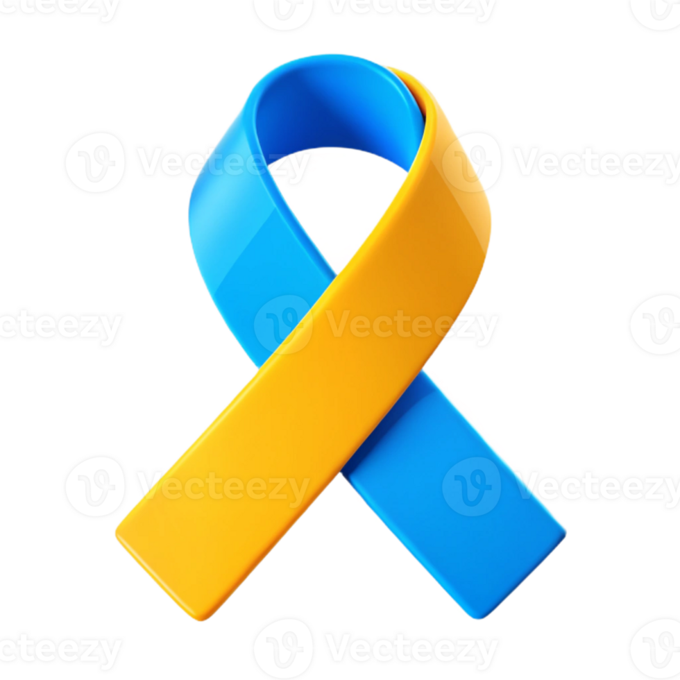 Blue and Yellow Awareness Ribbon png