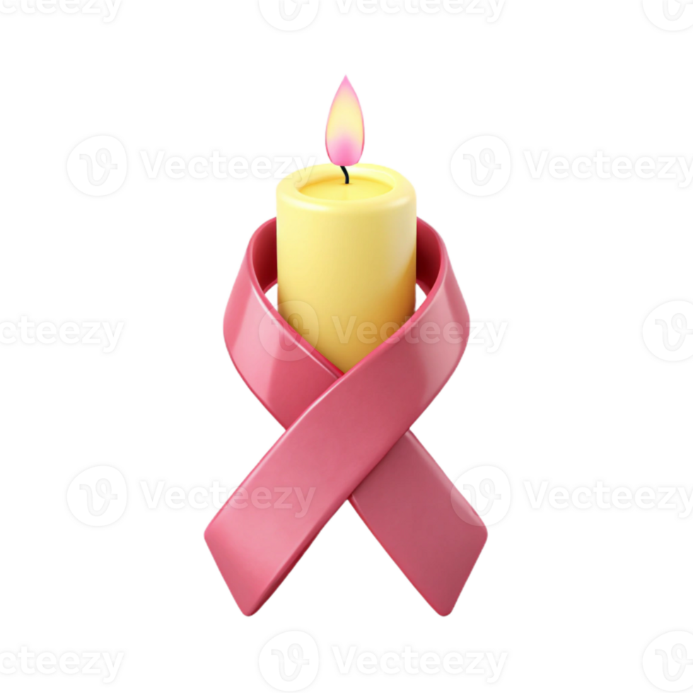 Pink Ribbon Wrapped Around Candle png