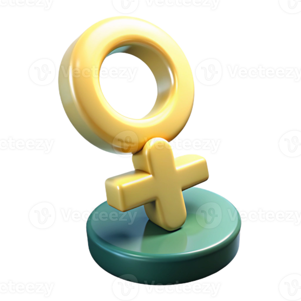 3D Render of Female Gender Symbol on Green Platform png