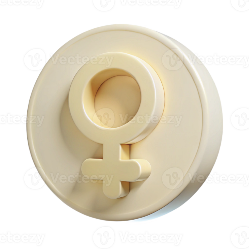 3D Render of a Female Gender Symbol on a Round Icon png