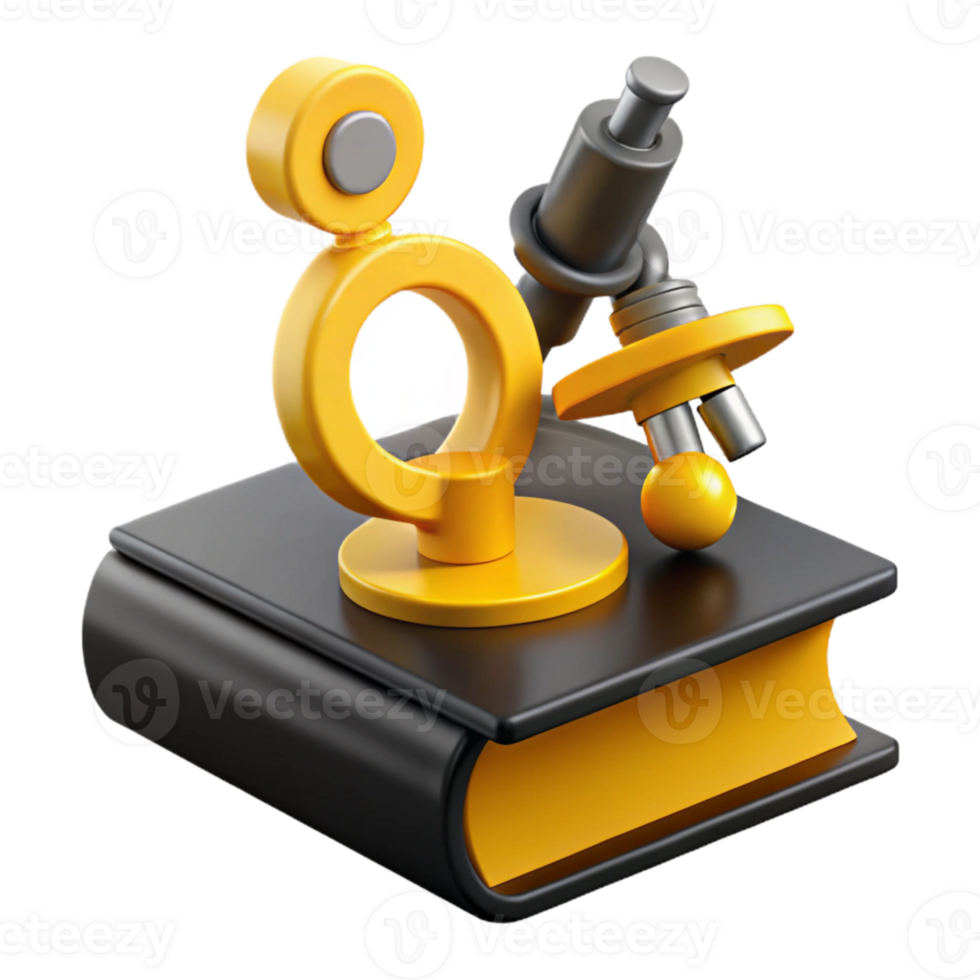 Science Education Microscope and Book Illustration png