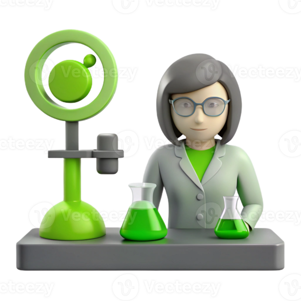 Female Scientist in Lab with Green Liquid png