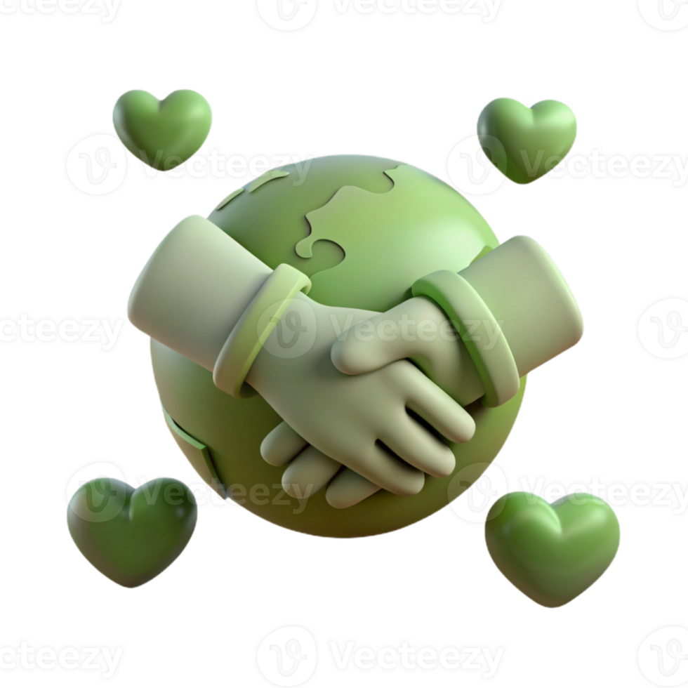 Green Earth, Handshake of Unity, Global Love, Caring for Planet png