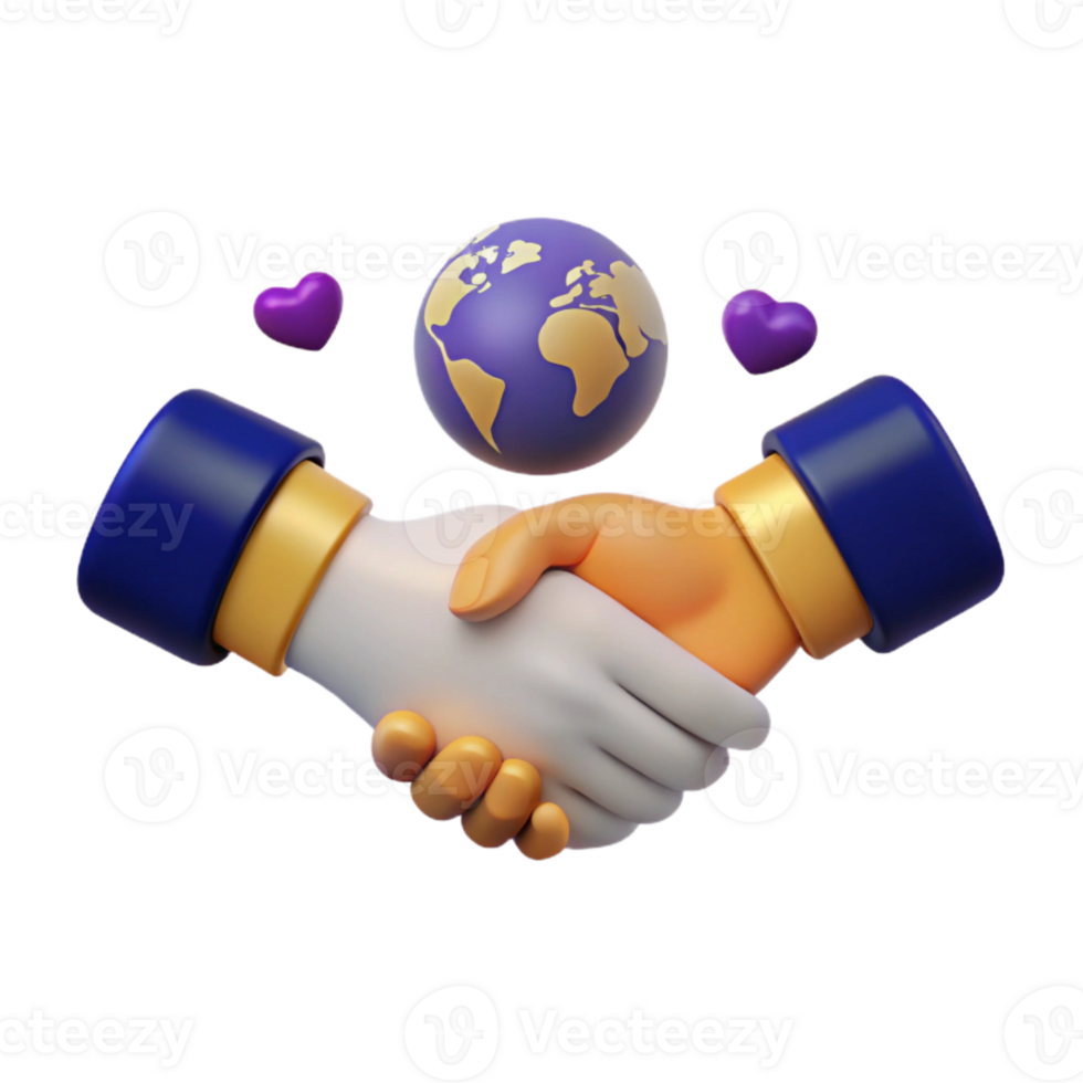 Global Collaboration, Handshake, Unity, Partnership, 3D Illustration png