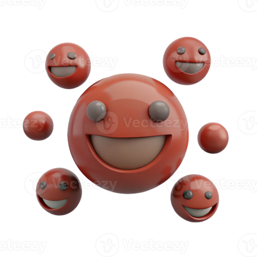 Smiling Emoji 3D Render Group of Happy Emojis png