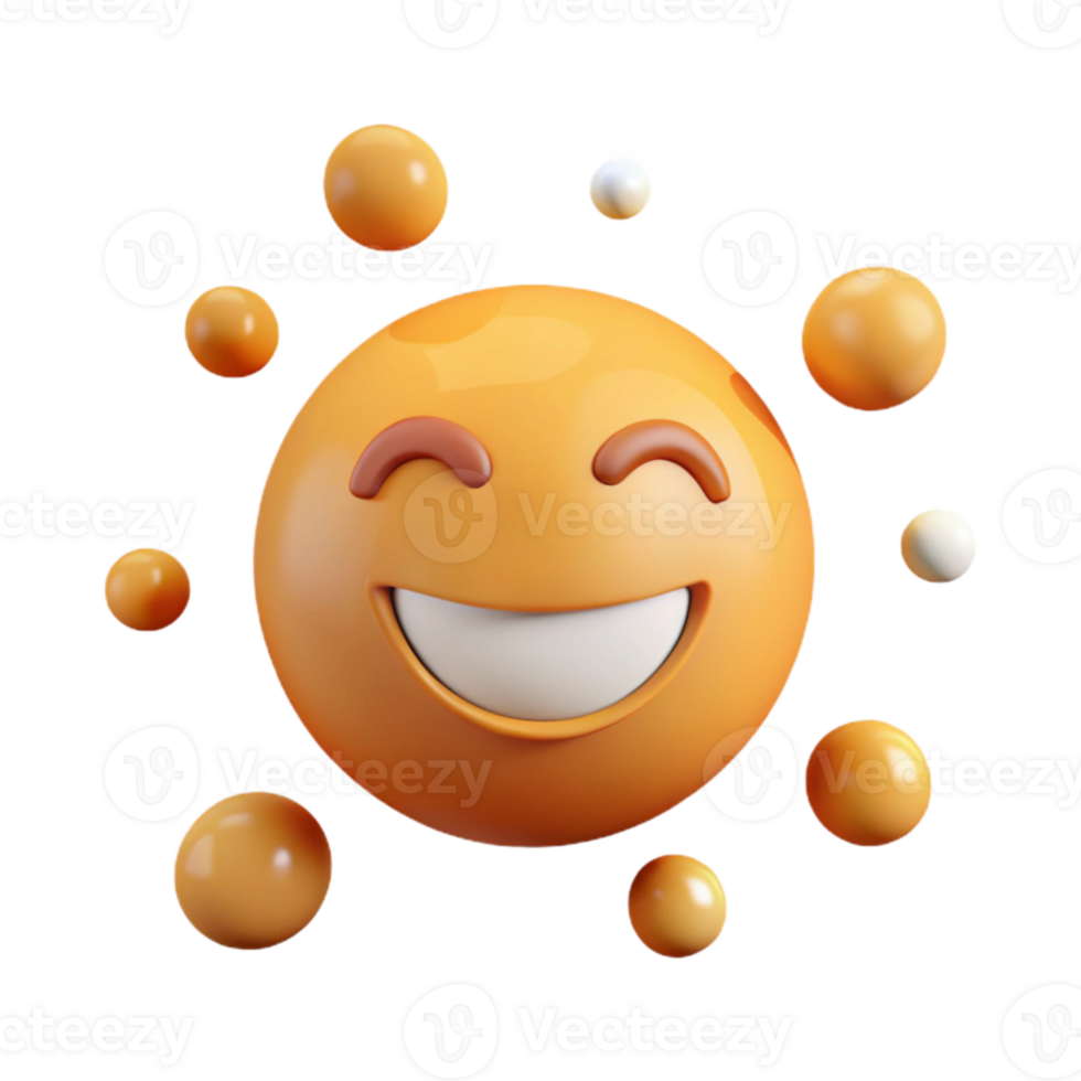 Smiling Emoji with Surrounding Bubbles png