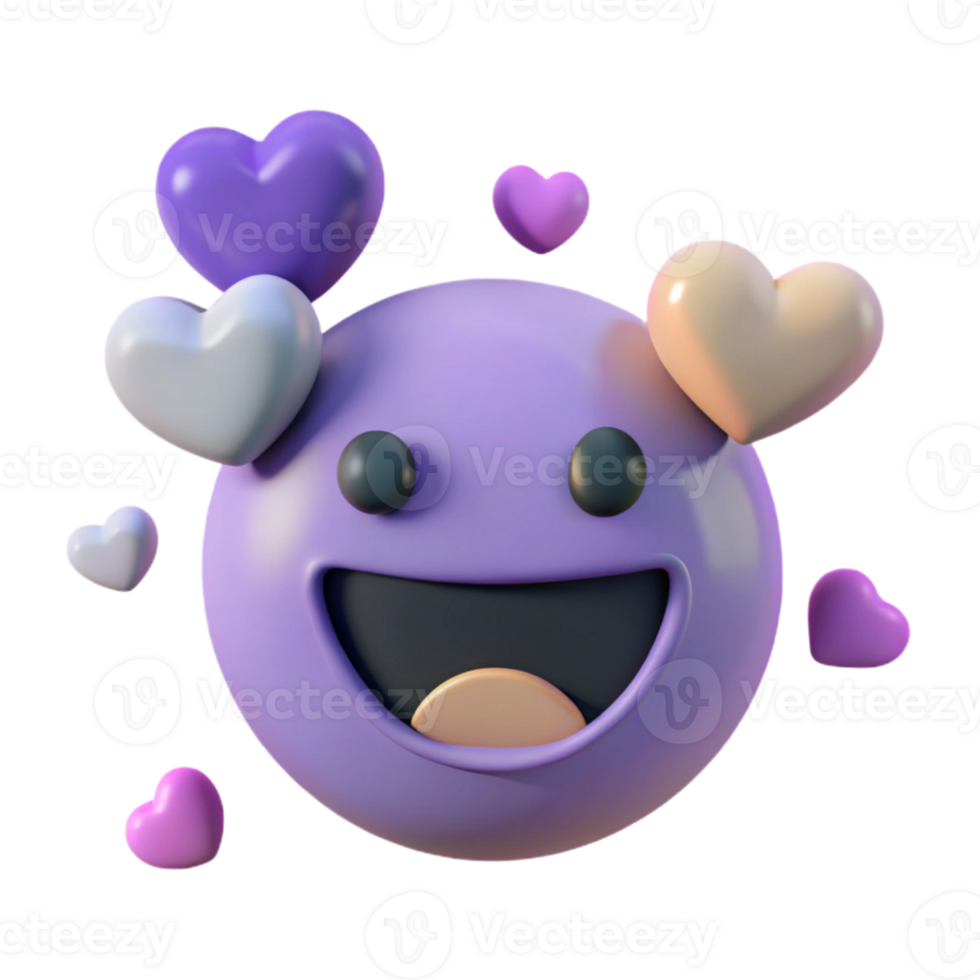 Smiling Emoji Surrounded by Hearts png