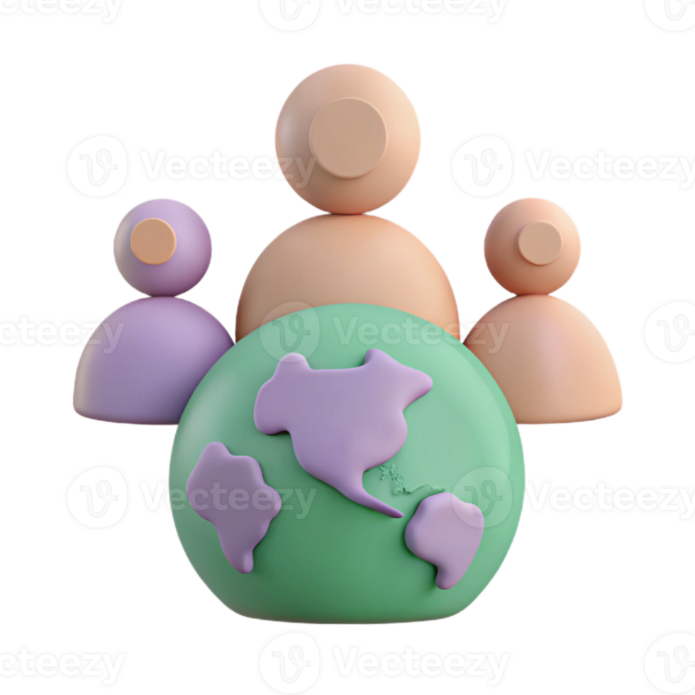 Global Community 3D Illustration of People on Earth png