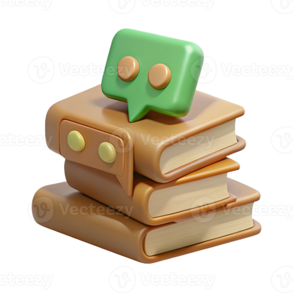 Stack of Books with Speech Bubble Icon png