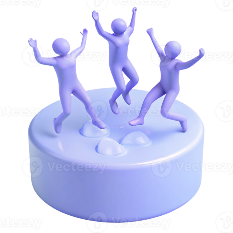 3D Illustration of Joyful Figures Jumping on a Platform png