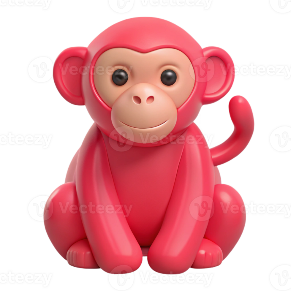 Cute Pink Monkey 3D Render png