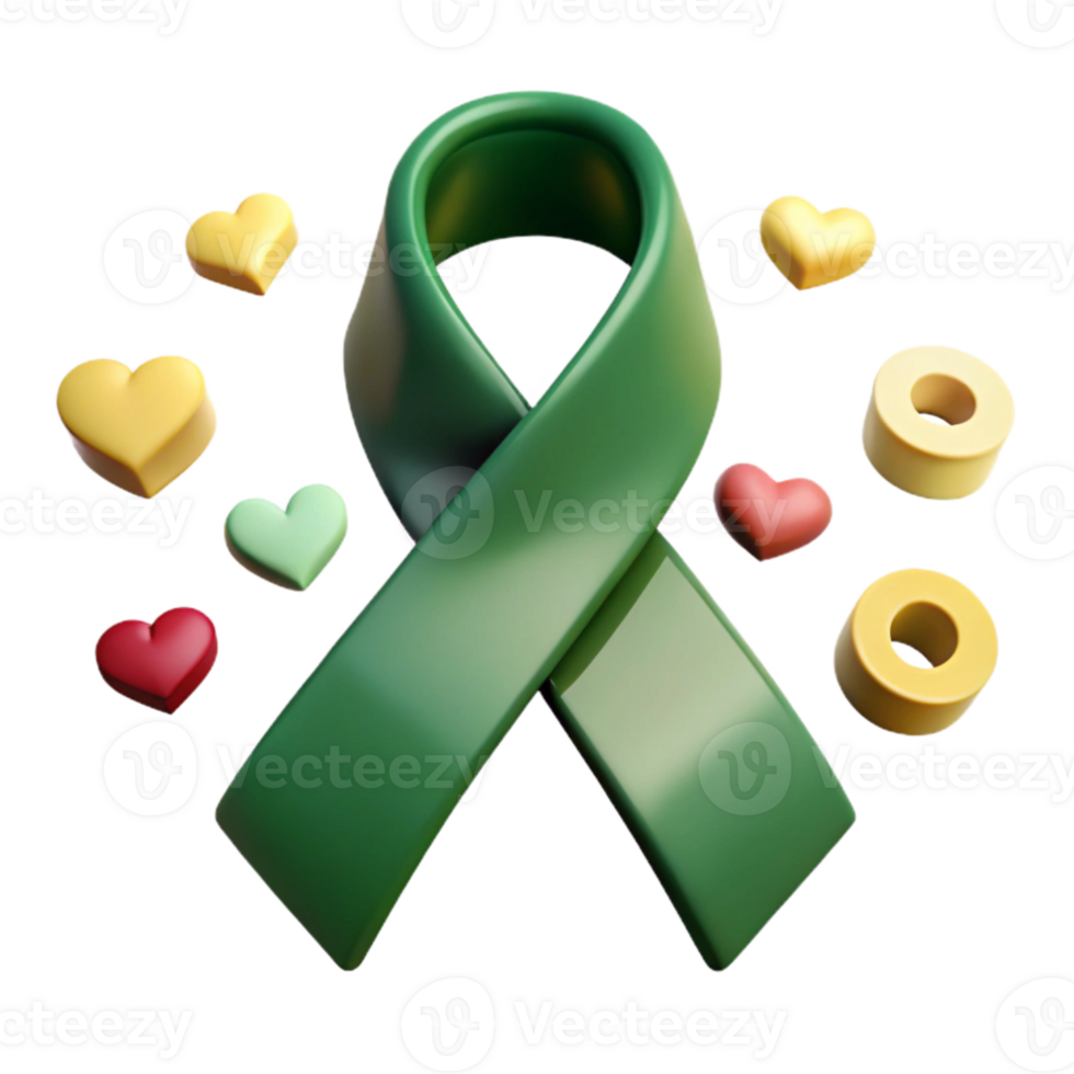 Green Ribbon with Hearts and Circles png