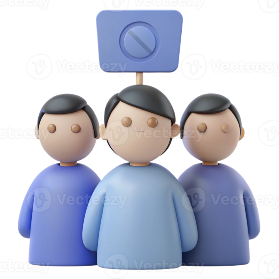 3D Cartoon People with Symbol of No Entry png