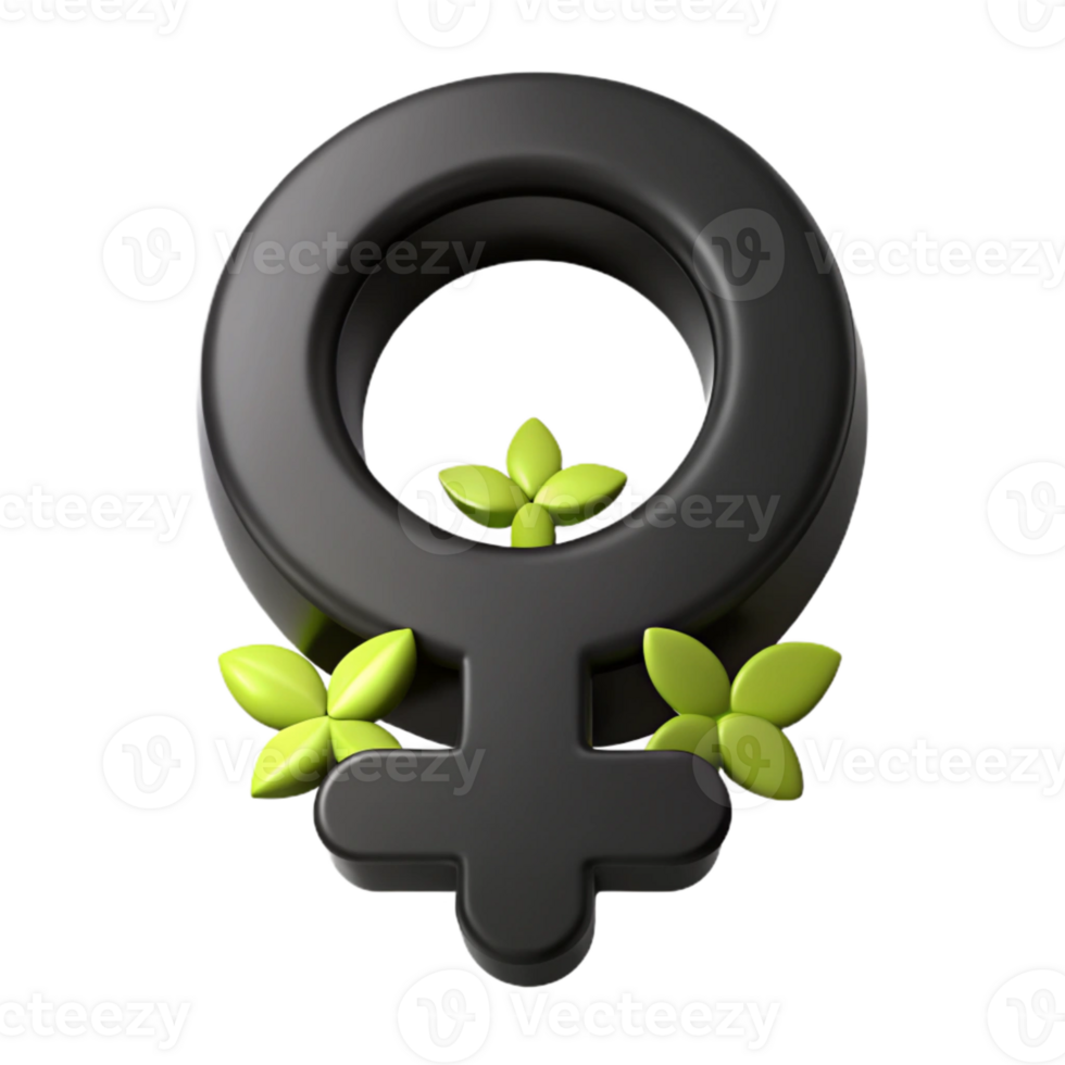 Female Symbol with Green Leaves A Visual Representation of Growth and Renewal png