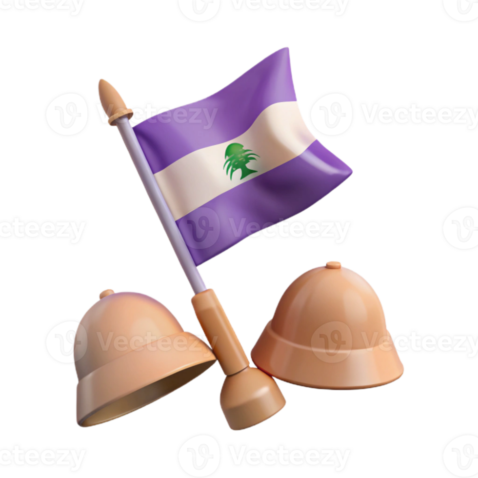 3D Render of a Flag and Two Bells png