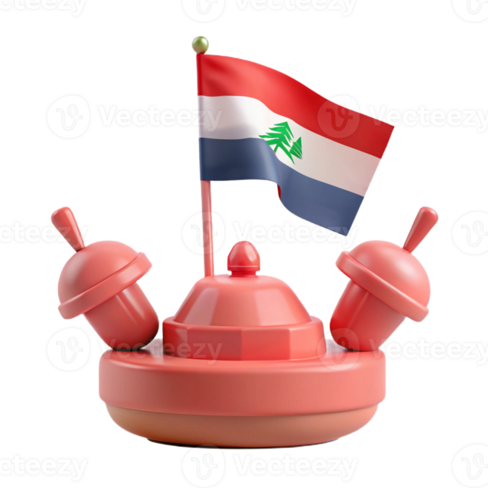 3D Render of a Red Toy Boat with a Cedar Tree Flag png