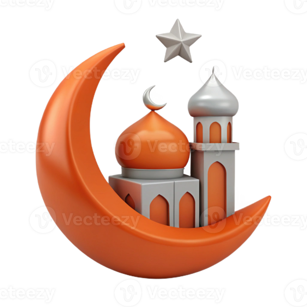 Crescent Moon and Mosque Illustration png