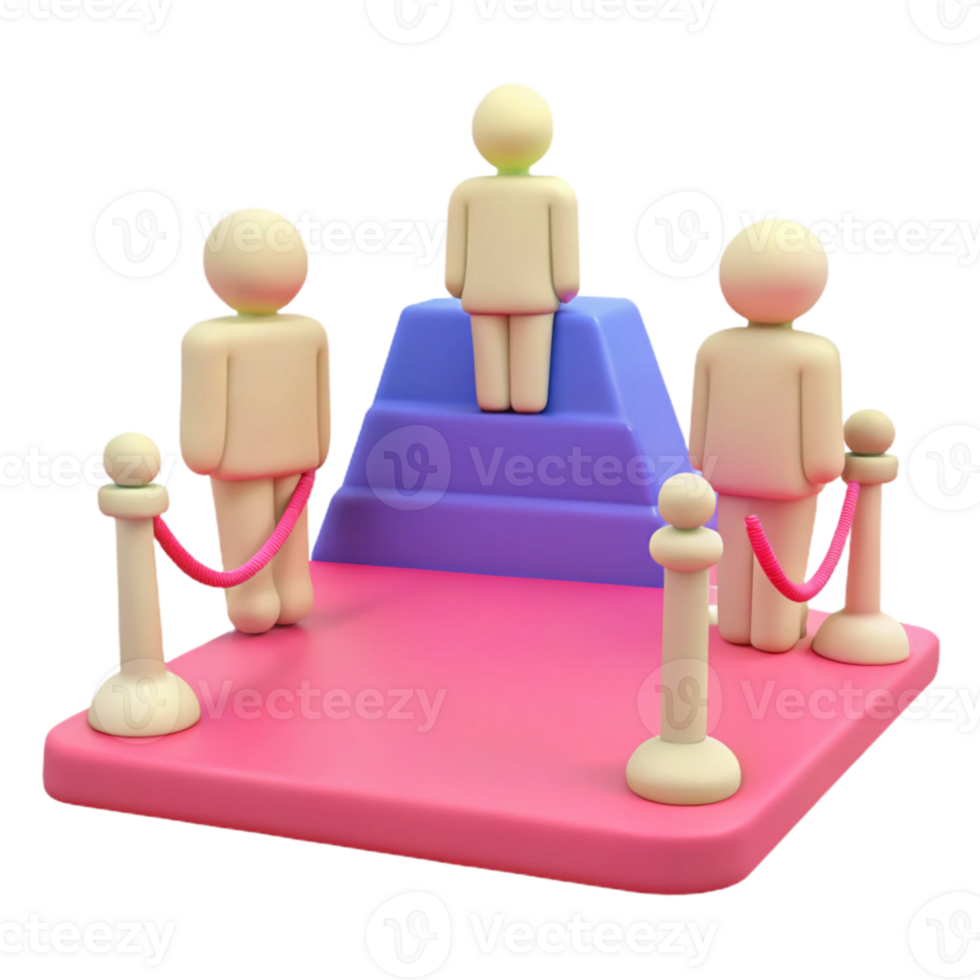3D Rendering of People on a Platform with Red Rope Barriers png