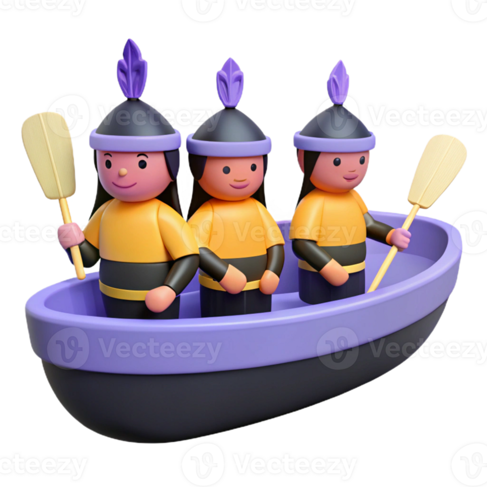 Three Cartoon Characters Rowing a Boat png