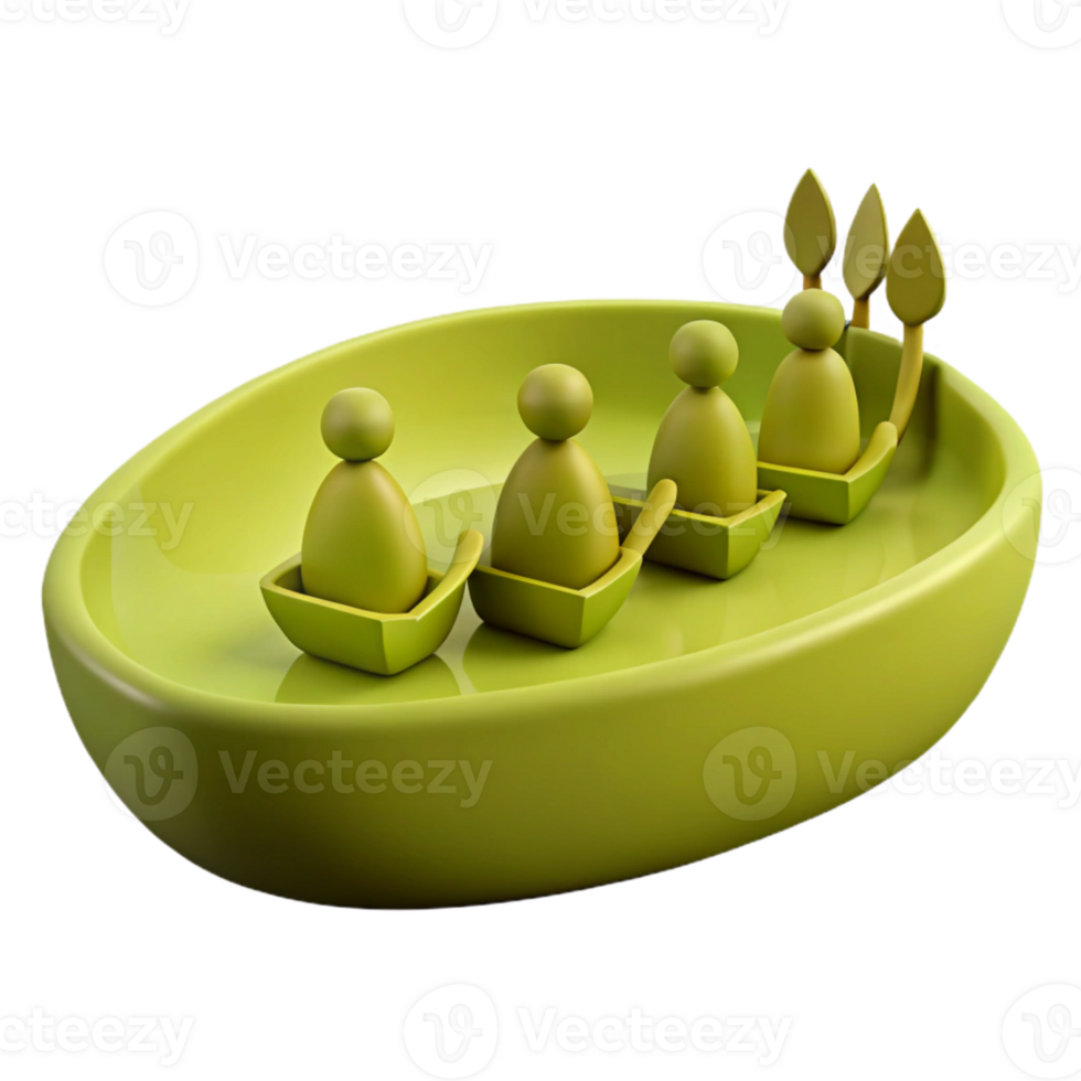 Green 3D Figures in Boats png