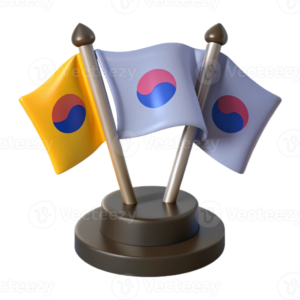 3D Rendered Desk Flags of South Korea png