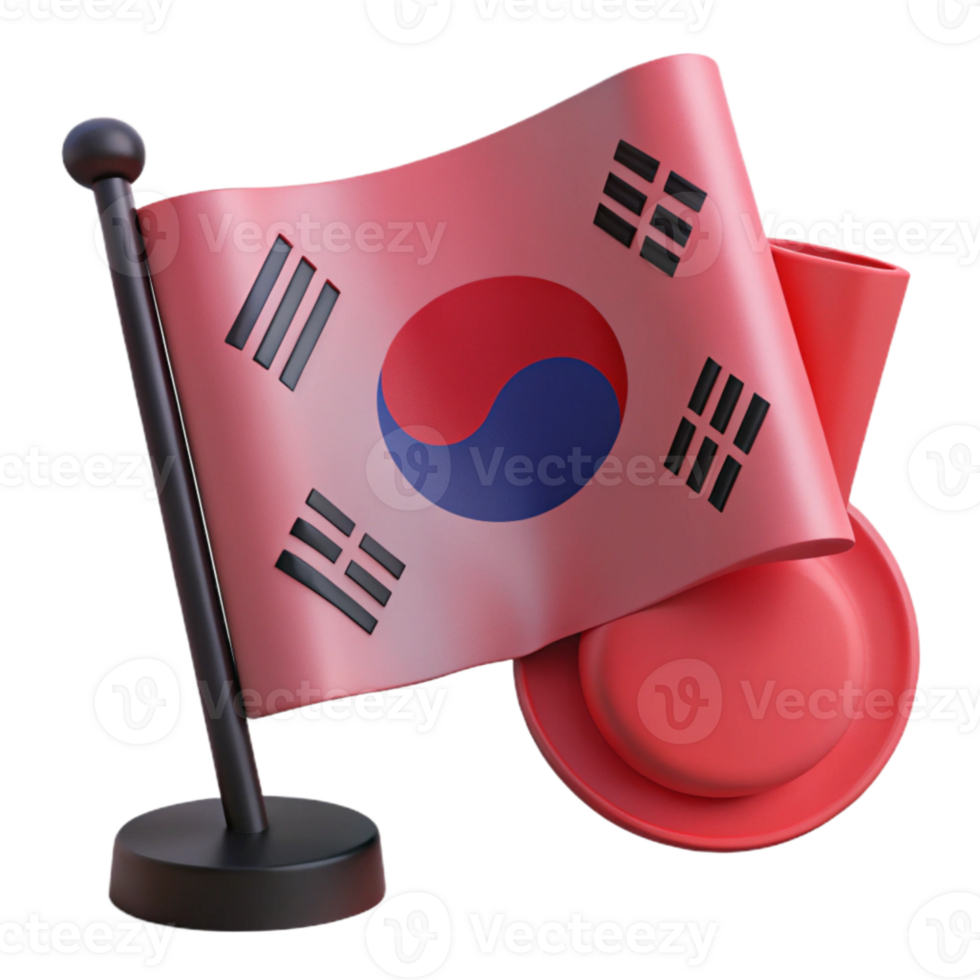 South Korean Flag Waving in 3D Render png