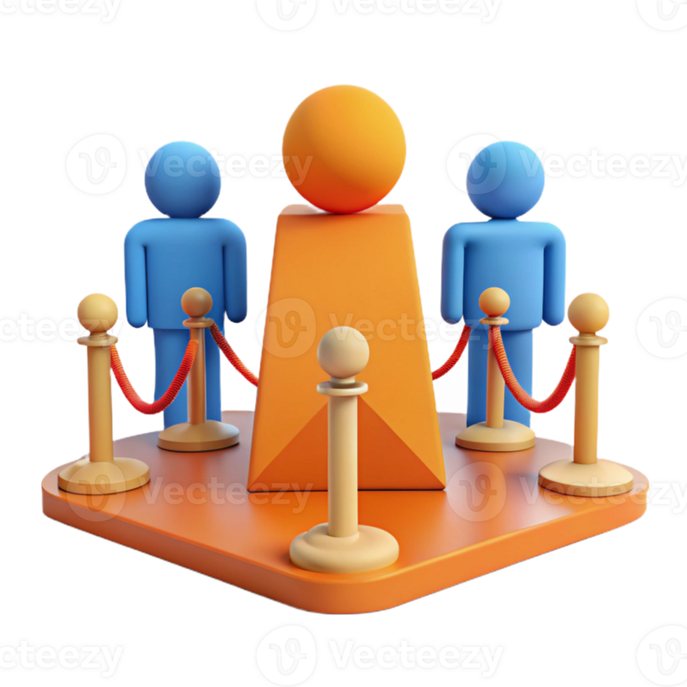 3D Render of a Stage with Stanchions and People png